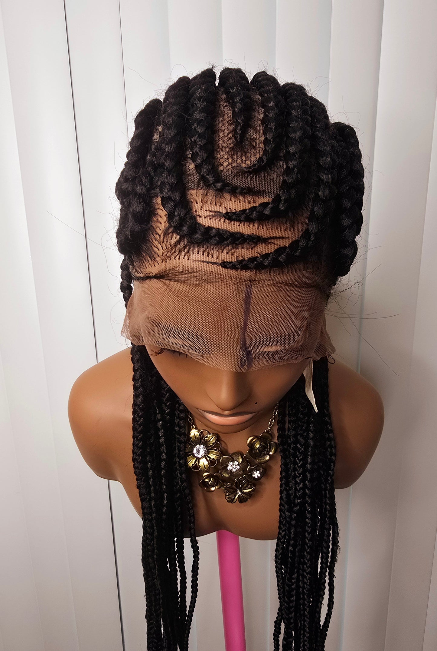 Black Full Lace 30 Inches Synthetic Braided Wig for Classic Ladies with Natural Look and Comfortable Fit