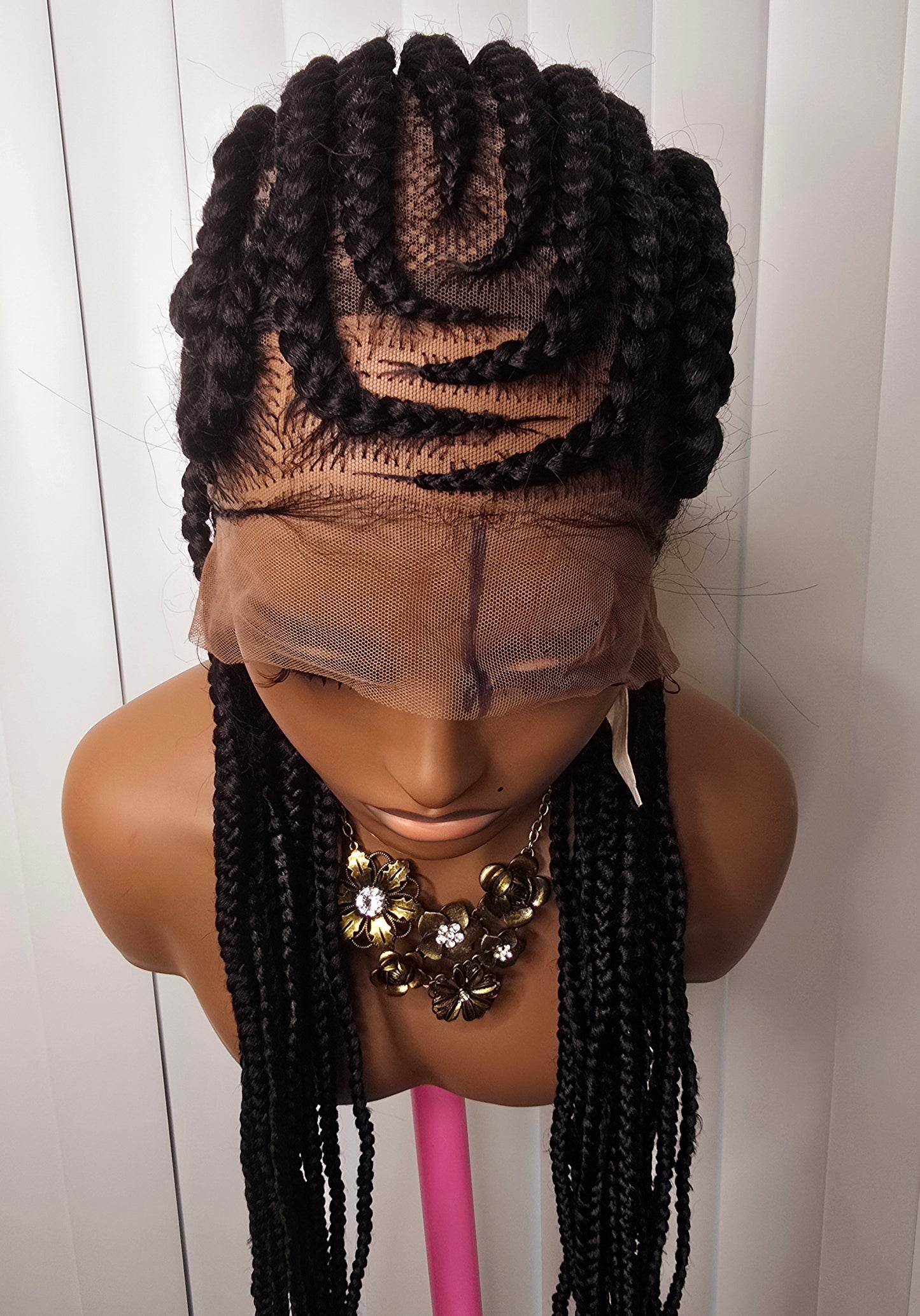 Black Full Lace 30 Inches Synthetic Braided Wig for Classic Ladies with Natural Look and Comfortable Fit