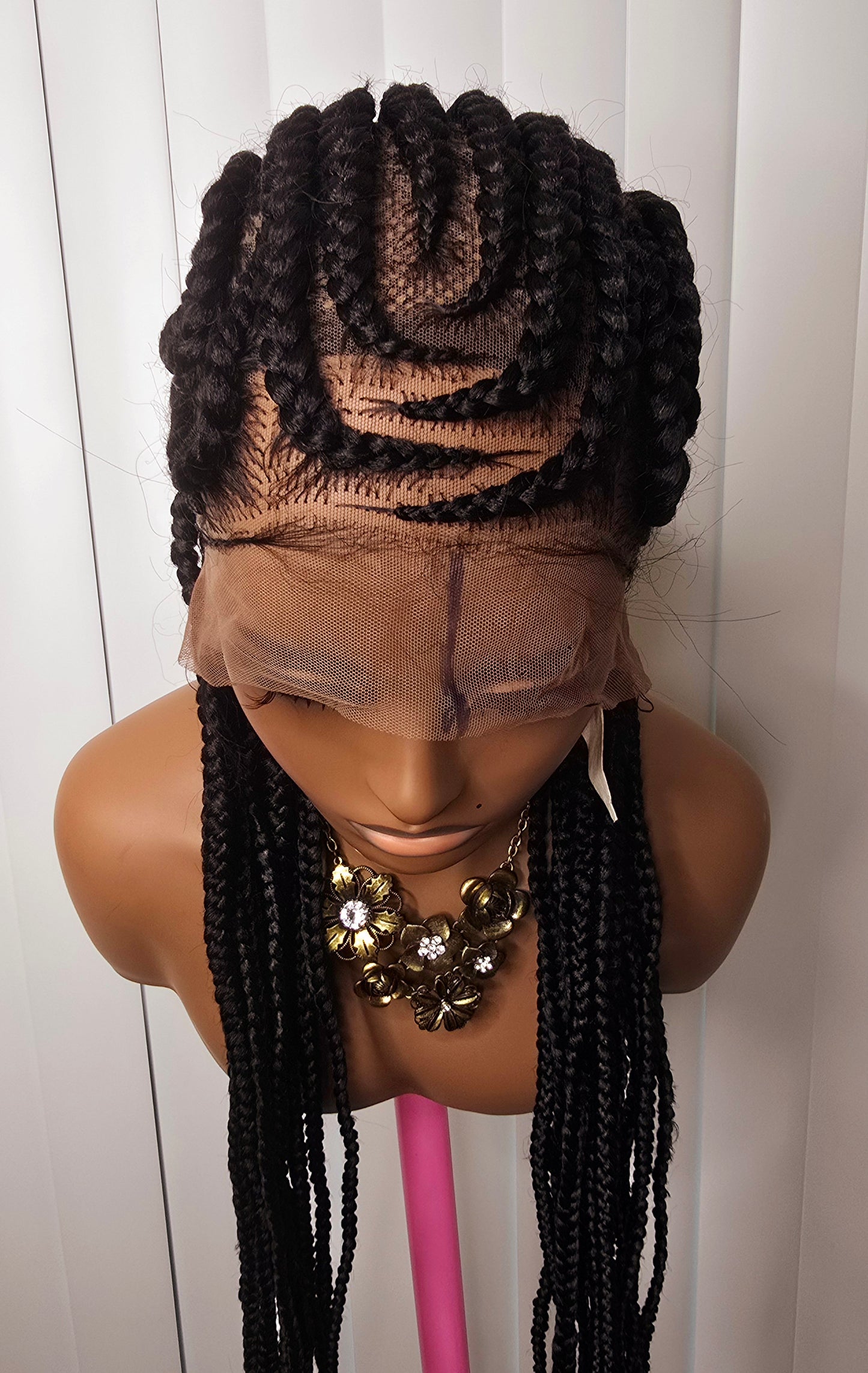Black Full Lace 30 Inches Synthetic Braided Wig for Classic Ladies with Natural Look and Comfortable Fit