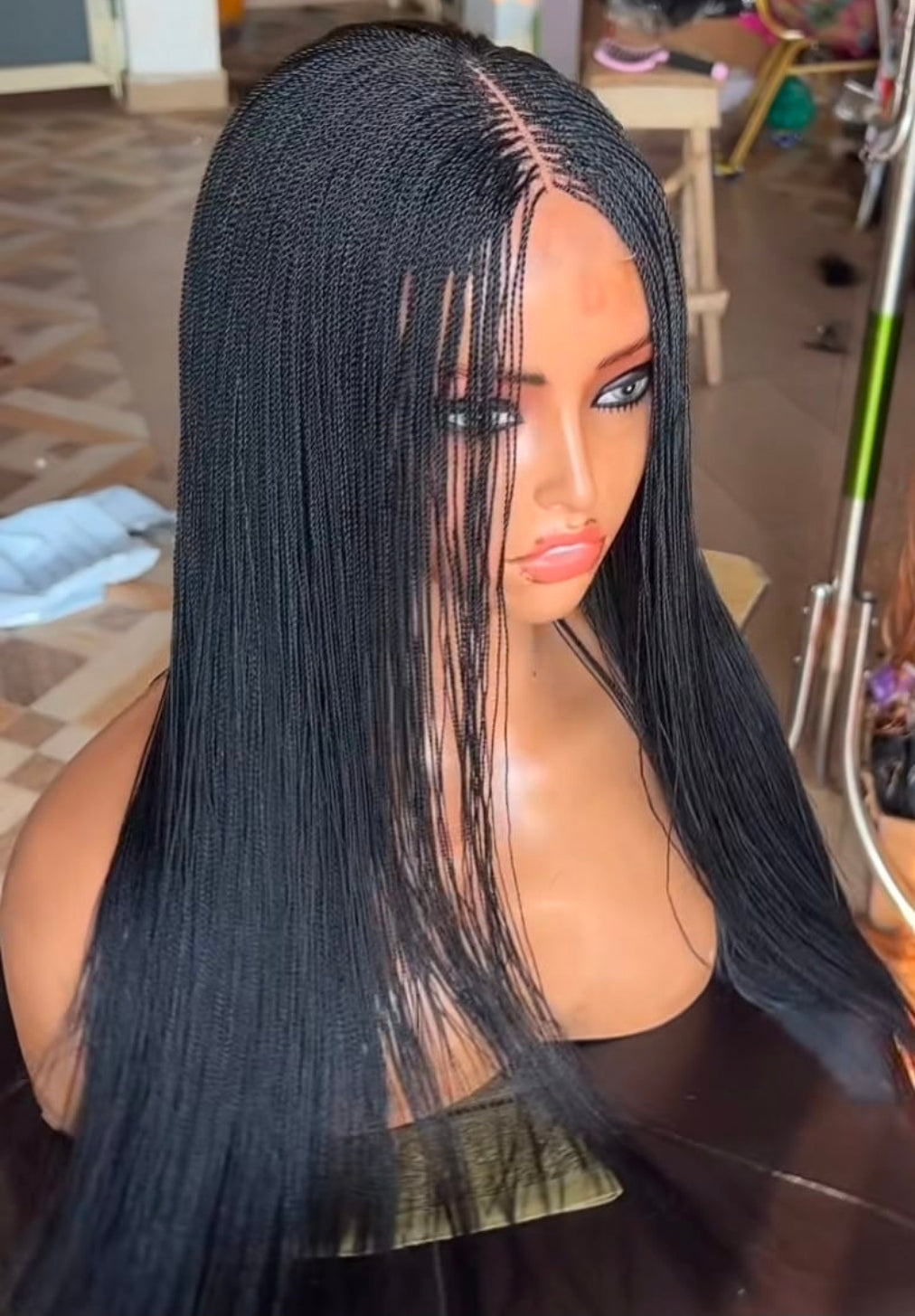 Adomac 15, 20,30 and 36 inches with 2by6 closure cap Black Micro Braids for Classic Ladies High-Quality Synthetic Hair Extensions for Natural Look Easy to Use and Maintain