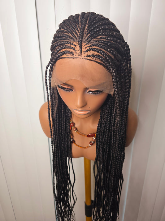 Black 36inches Synthetic Braided Wig Comfortable Style for Everyday Wear