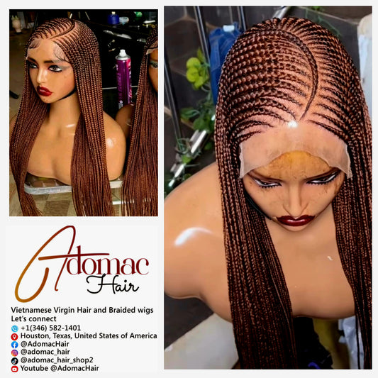 Black  36inches 360 full lace Braided Wig 008 - Luxury Braided Wig Style with Easy Styling & Comfortable Design for a Distinctive Look