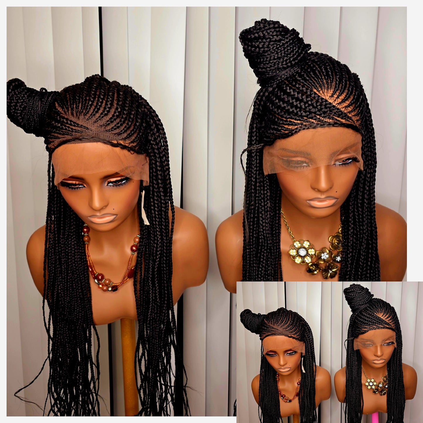 Black 36inches synthetic  Braided wig Ponytail Style for Classic Ladies