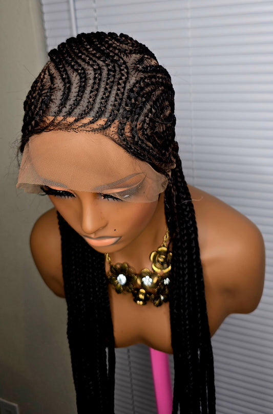 Brown 36inches 360 full lace Braided Wig 014 - Luxury Braided Wig Style with Easy Styling & Comfortable Design for a Distinctive Look