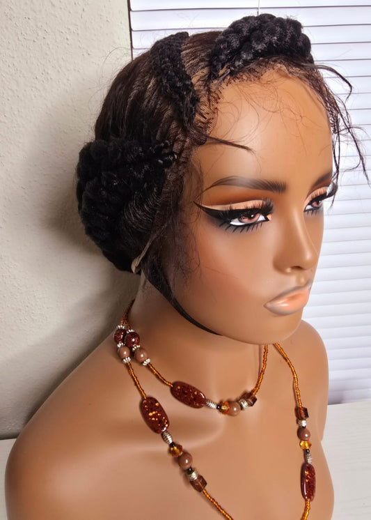 Side Packed Black Braided Wig 031- Luxury Braided Wig Style with Easy Styling & Comfortable Design for a Distinctive Look
